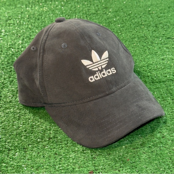 Adidas Gray Trefoil Logo Hat Classic Style Suede Men’s Adjustable Strap - Picture 2 of 5